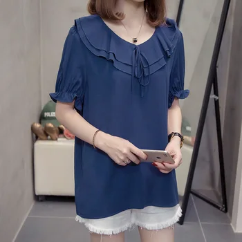 

Cool Breathable loose Chiffon Women's Plus Size Lotus Leaf