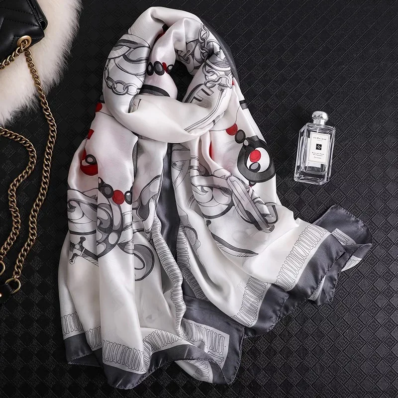 fashion women silk scarves female chiffon wrap ladies classic floral shawl Sunscreen Beach Scarf foulard pareo muffler bandanna - Цвет: 47