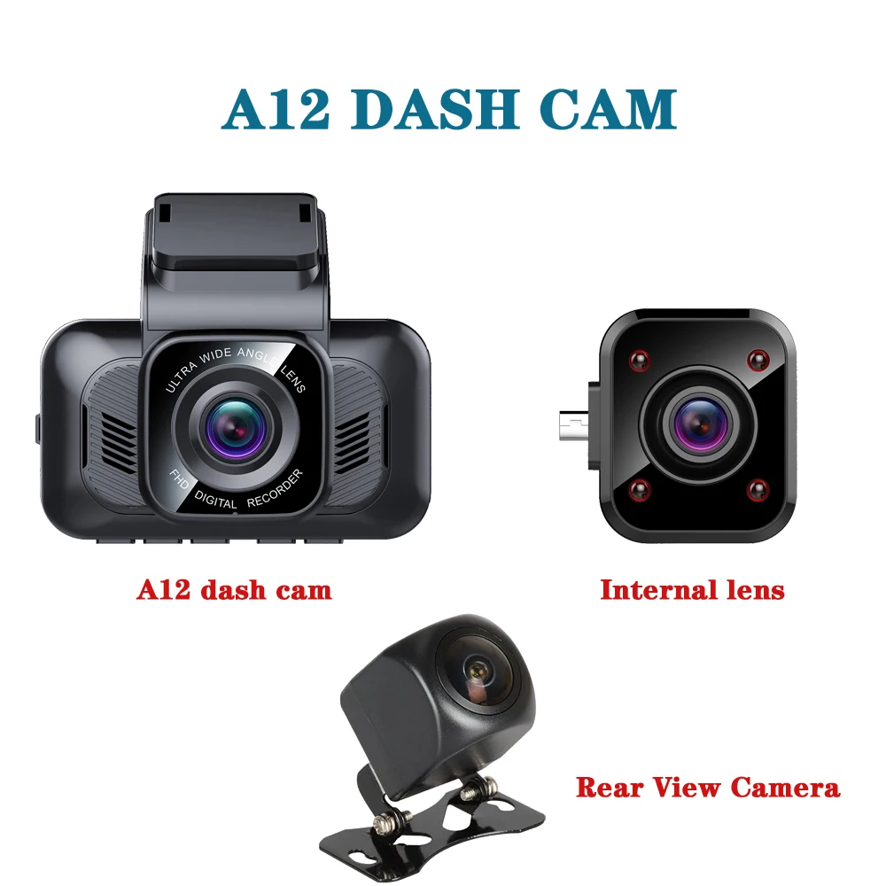 aaba A12 Автомобильный видеорегистратор 1296P HD Dash Cam с wifi g-сенсором циклическая запись ночного видения Автомобильная камера рекордер dashcam - Название цвета: A12-RVC-lens