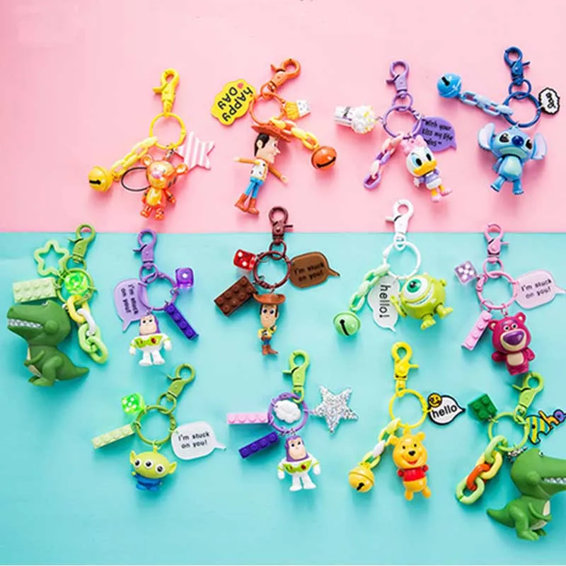 

Movie Toy Story 4 Woody Aliens Buzz Lightyear Bear PVC Action Figure Toy Doll Cute Keychain Key Chain Ring Kids Gift B733
