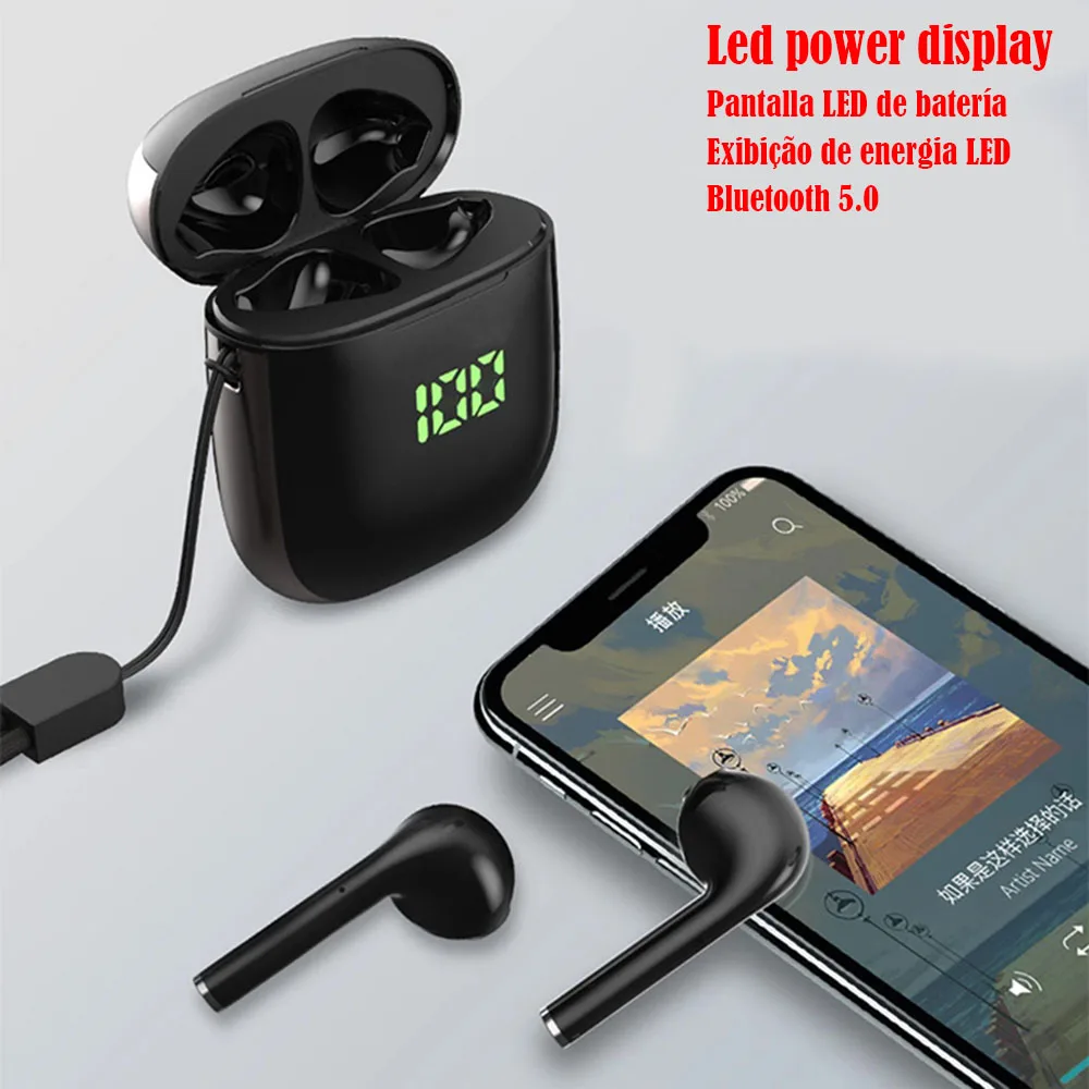 Economici Nuovo Bluetooth V5.0 Auricolari Cuffie Senza Fili Stereo Auricolari auricolare con scatola di visualizzazione Della Batteria di Ricarica Per il iPhone Samsung