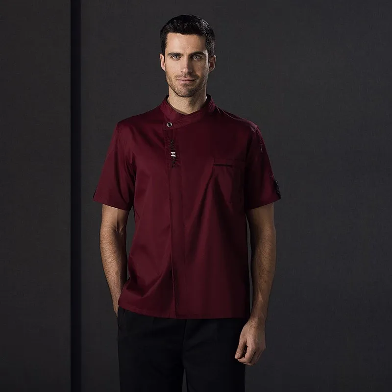 7Color Chef Jackets Restaurant Uniform for Men Summer Short Sleeve Mesh Breathable Solid Fashion Food Service Cook Clothes - Цвет: Color7