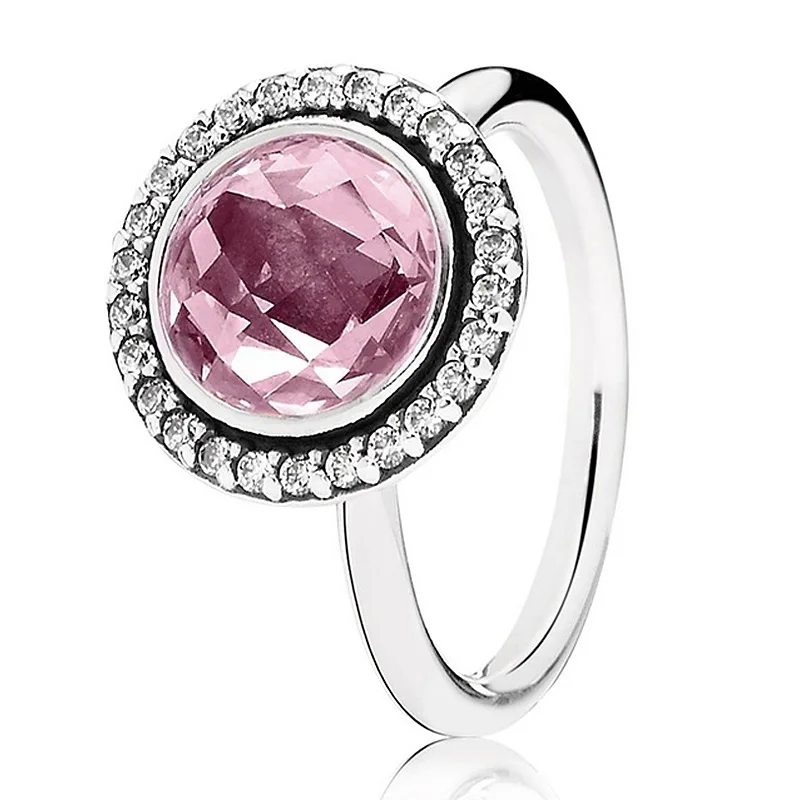 Statement Sparkling Ring With Clear/Pink/Purple Crystal 925 Sterling Silver Ring For Women Wedding Europe DIY Jewelry