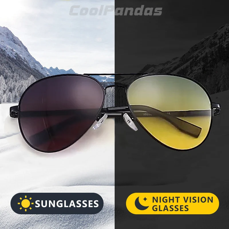 

CoolPandas Aviation Sunglasses For Men Polarized Glasses Women Photochromic Day Night Vision Driving Goggle lentes de sol hombre