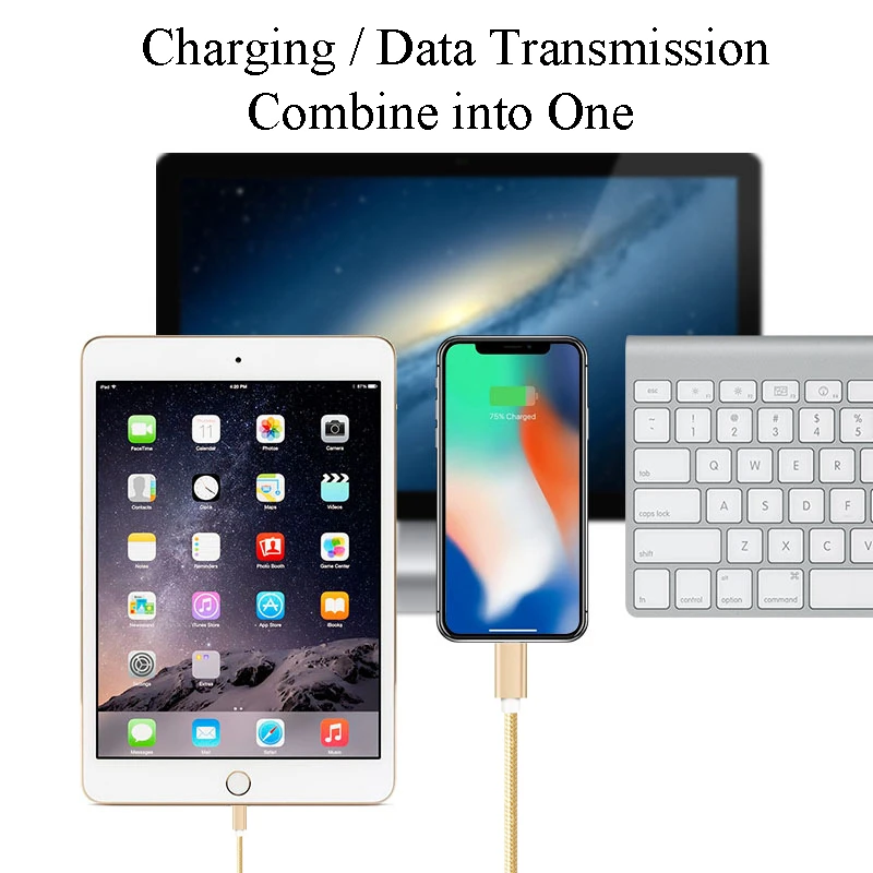 NATTHSWE USB кабель для iPhone Xs Max 7 Plus 2.4A быстрое зарядное Освещение кабель для iPhone 6 USB кабель для передачи данных зарядный кабель для телефона