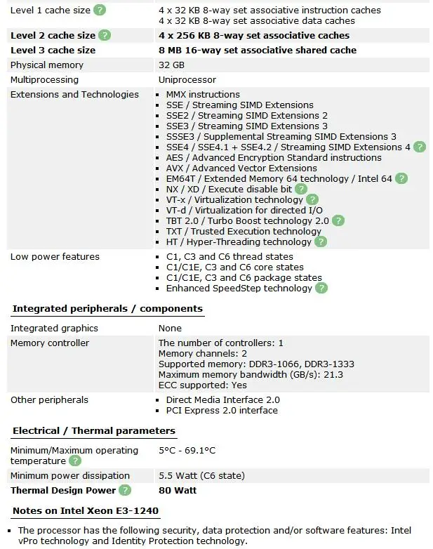 Четырехъядерный процессор Intel Xeon E3-1240 четырехъядерный процессор 8M cache 3,3 GHz 80W LGA 1155 E3 1240 процессор