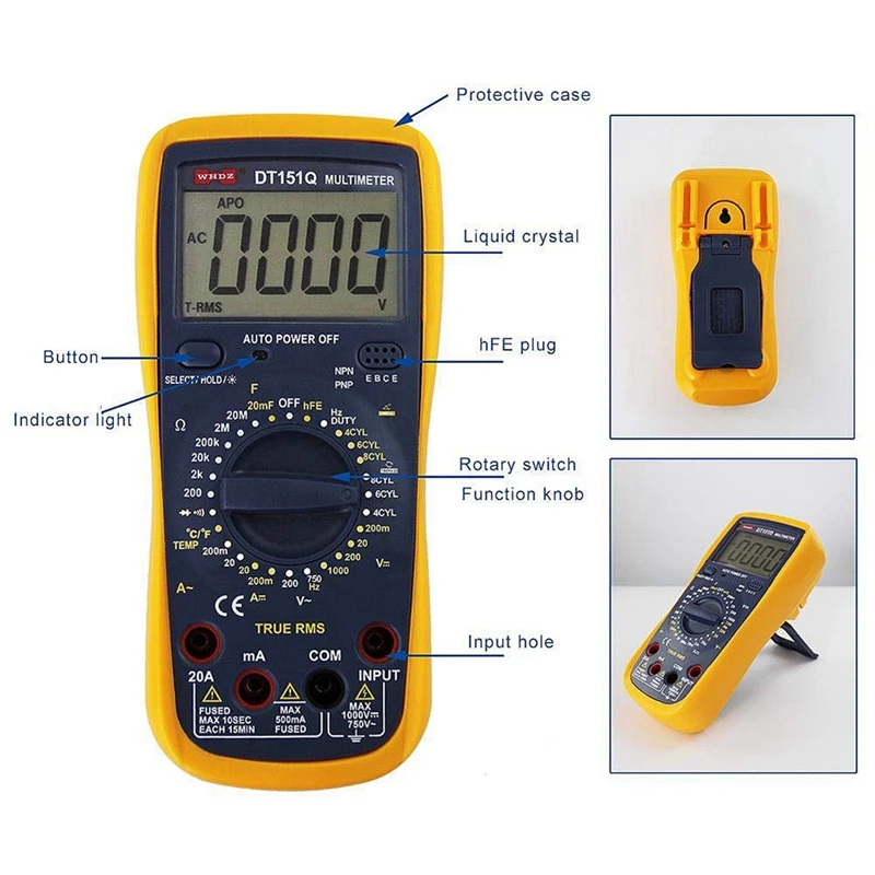 Цифровой мультиметр, Цифровой Автомобильный Мультиметр полный уровень анти-сжигание реальное эффективное измерение Rms авто-Диапазон Цифровой мультиметр