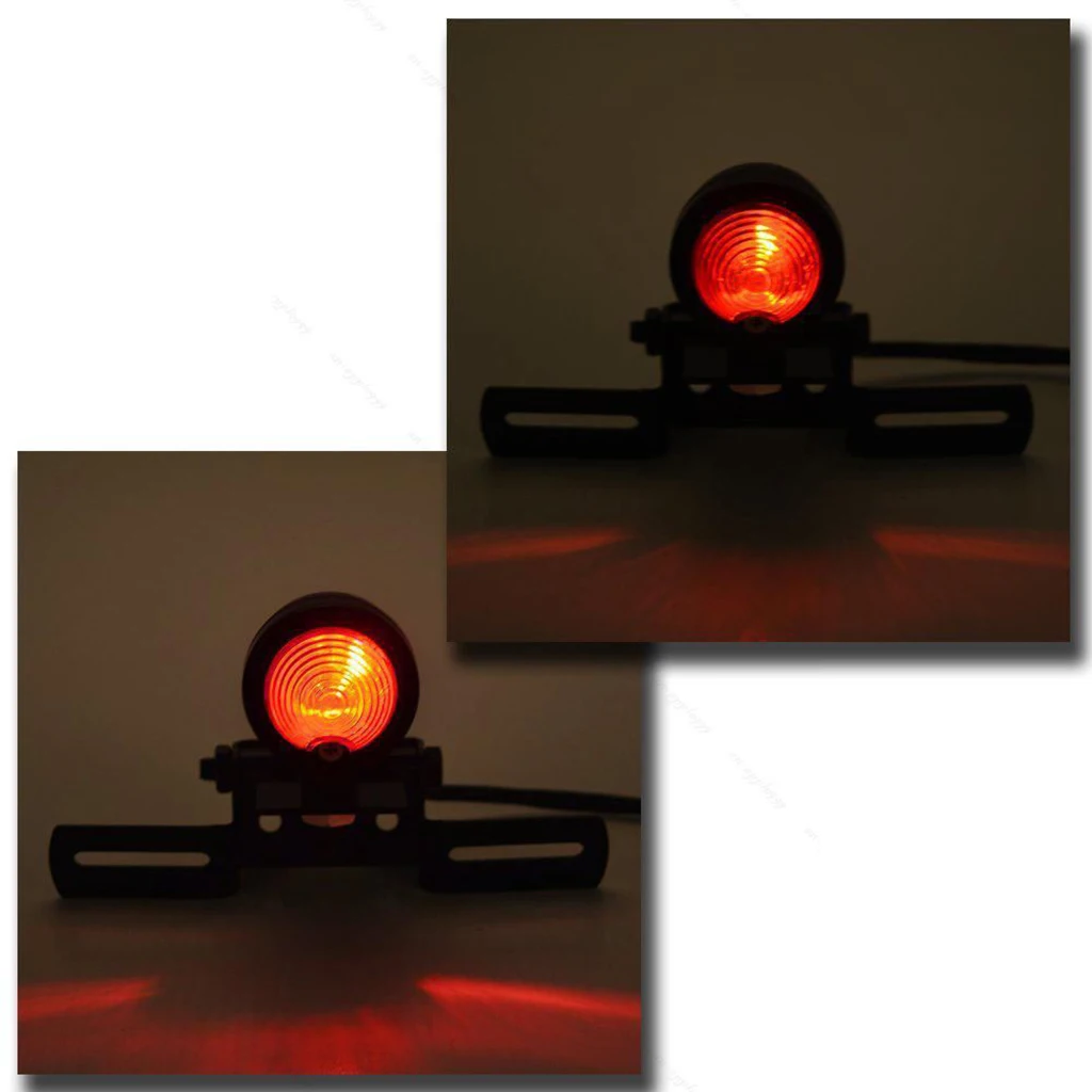 Motorcycle Rear License Brake Black Tail Light For Chopper Bobber 