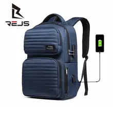 

REJS New 2022 Men Bag Laptop Backpack Anti-Theft Usb Charging Fashion Design Trendy High Quality Thread Big Bags Mochila Hombre