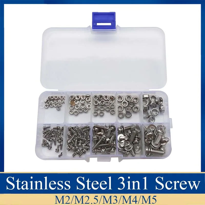 160pcs-set-stainless-steel-ss304-screws-round-head-screws-nuts-bolts-assortment-kit-m2-m25-m3-m4-m5