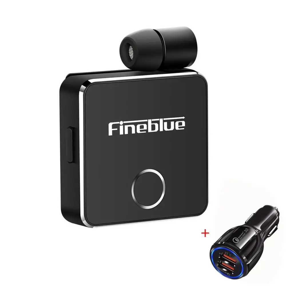 Fineblue F1 новейший роскошный беспроводной бизнес Bluetooth 5,0 гарнитура Спорт драйвер наушники Телескопический зажим на стерео наушник вибрировать - Цвет: Черный