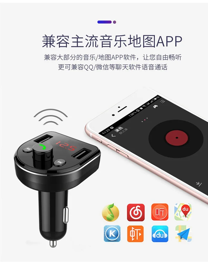 Fm-передатчик Aux модулятор Bluetooth Handsfree автомобильный комплект автомобильный аудио mp3-плеер с 3.1A 4.8A Быстрая зарядка двойной USB Автомобильное зарядное устройство