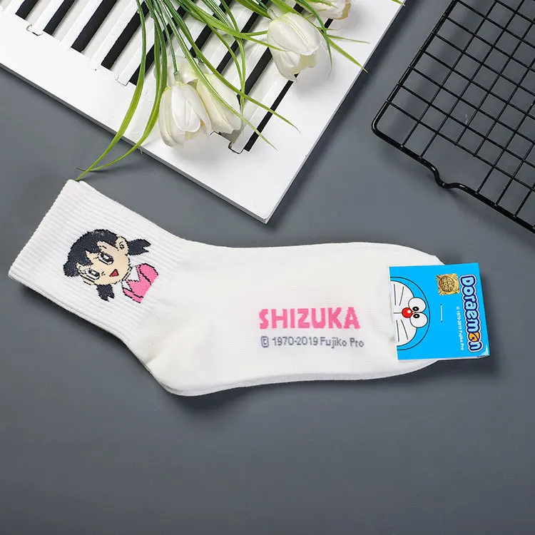 Dorami Doraemon носки с символикой аниме Nobita Nobi Minamoto Shizuka Konta Takeshi милые забавные женские весенние удобные белые хлопковые корейский носок - Цвет: 5