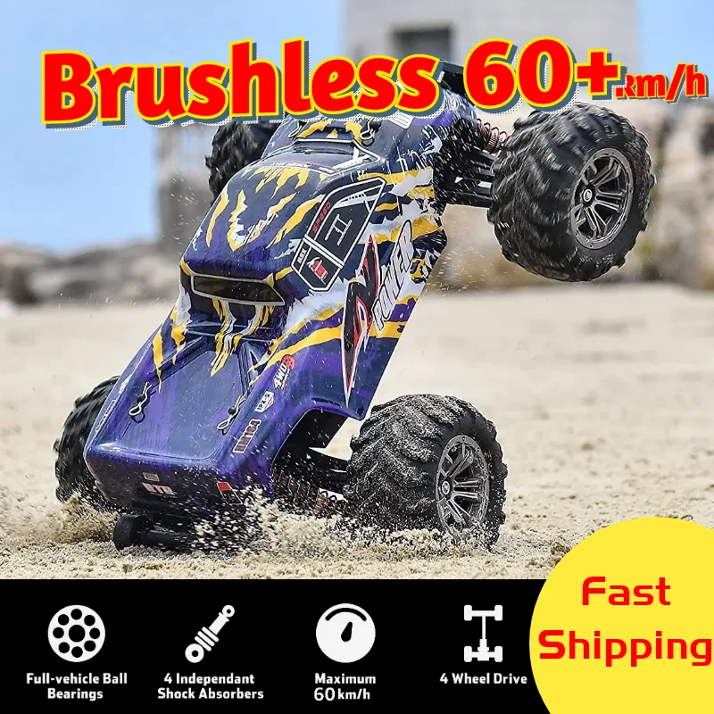 RC Car Brushless Fast 60km/h High Speed Remote Control Monster Truck Drift 4WD Vehicle Off-Road Waterproof Cars Boys Adults Gift | Игрушки и