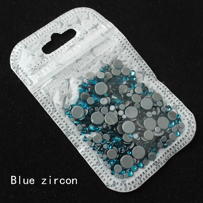 Blue zircon Смешанные размеры 40 цветов кристалл AB исправление стразы, Стекло Стразы исправленное железо на Стразы для дизайна ногтей шитье и ткань Decoret - Цвет: Blue zircon