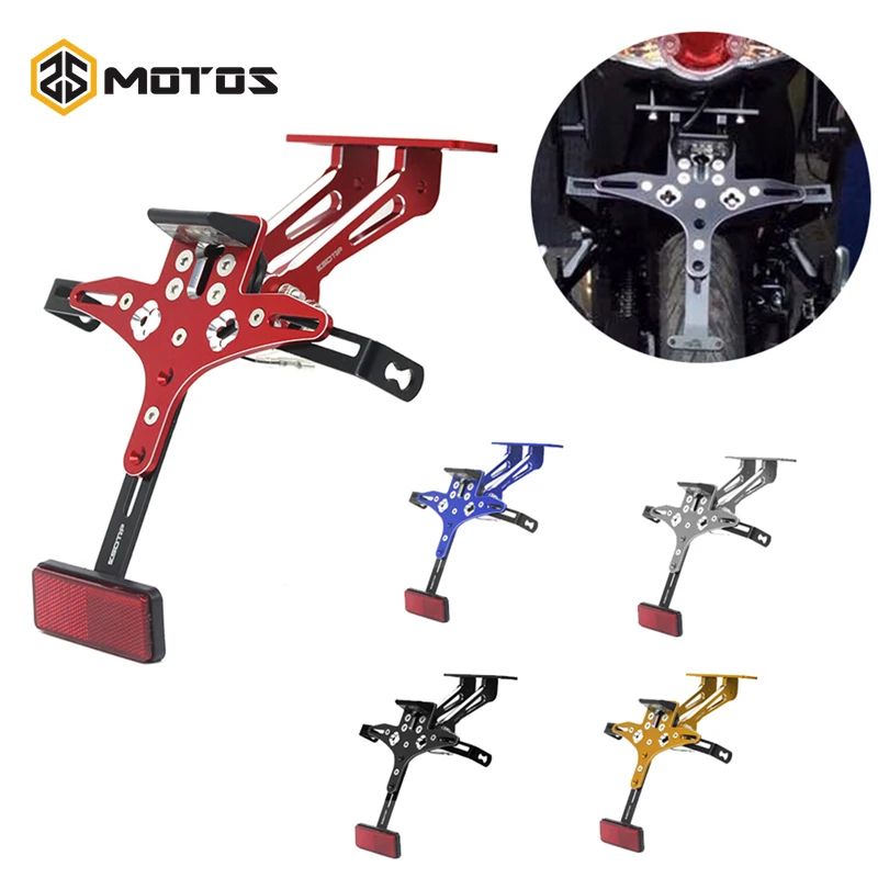 

ZS MOTOS Motorcycle Adjustable Angle License Number Plate Frame Holder Bracket For Honda Yamaha Suzuki Kawasaki KTM Ducati