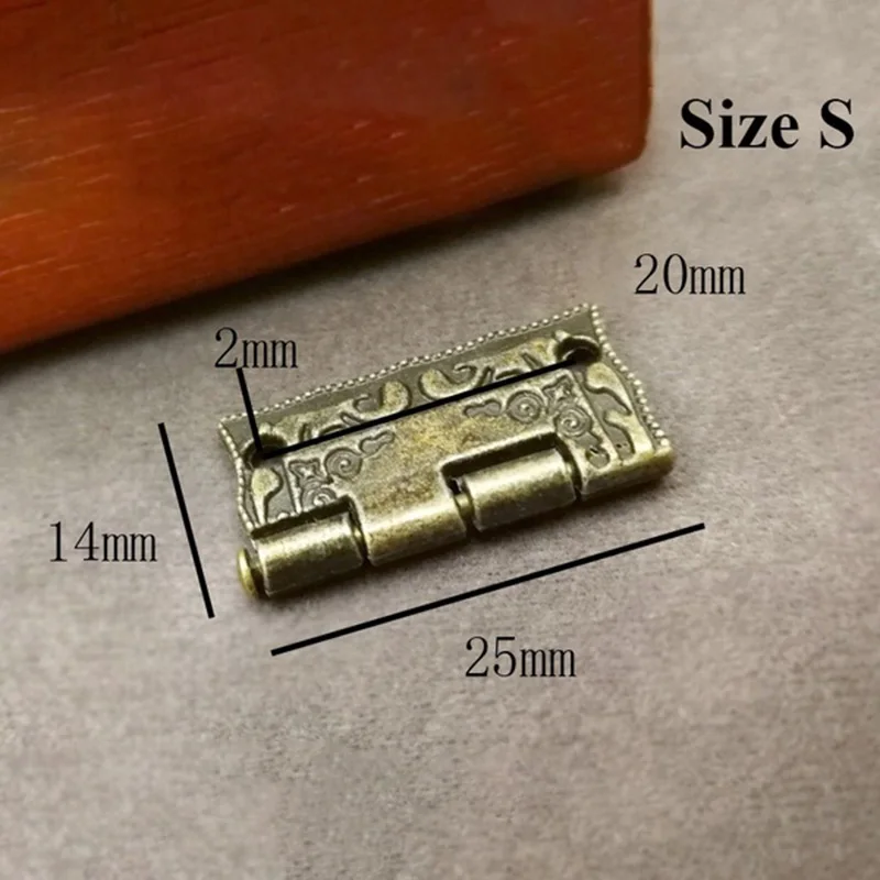 10Pcs 25&times;14/36&times;14mm Antique Cabinet Hinge Furniture Kitchen Accessories Vintage Jewelry Wooden Box Hinges with screws