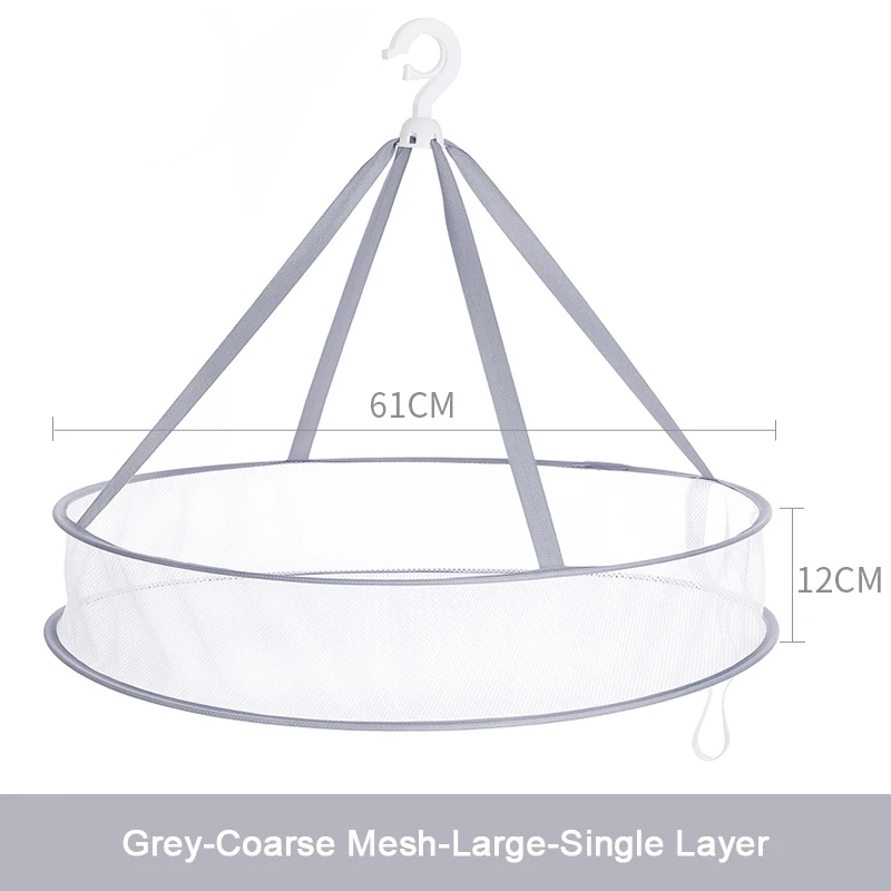 Новая практичная сушильная стойка с крючками Складная подвесная одежда корзина для белья сетка-сушилка двухслойная стирка сушильные носки корзина для одежды - Цвет: Grey Large Single