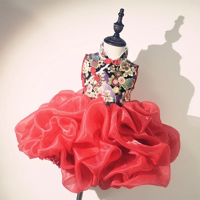 

Children Cheongsam Stage Version Cheongsam Chinese-style Catwalks Fashion Cheongsam Guangdong Province Skirt a Class Chinese Sty