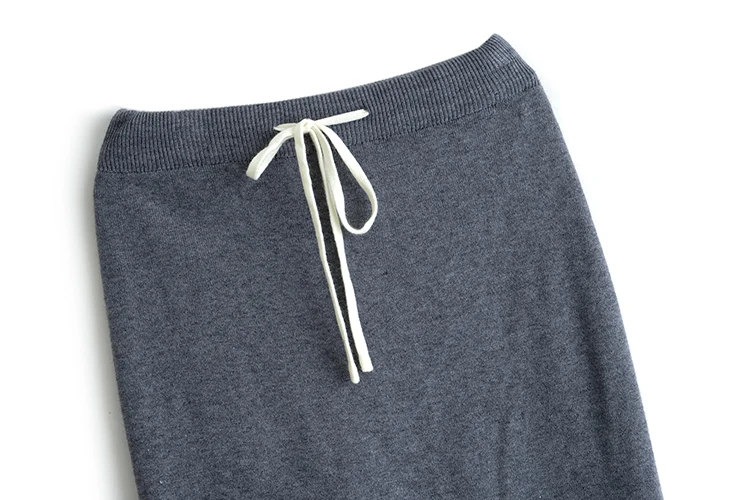 Женский Осенний вязаный пуловер в полоску, трикотажный топ+ юбка миди со шнуровкой, комплект модной трикотажной одежды из 2 предметов, костюмы для офисной леди