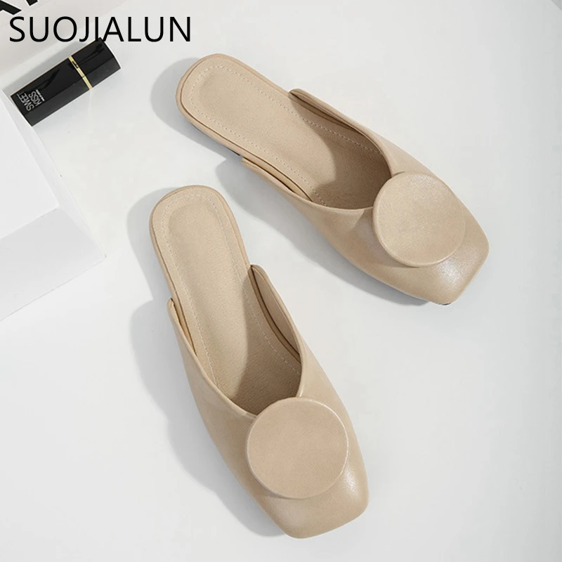 SUOJIALUN/ г.; брендовые дизайнерские женские шлепанцы без застежек; туфли на плоской подошве; повседневные женские шлепанцы с пряжкой; открытые сандалии