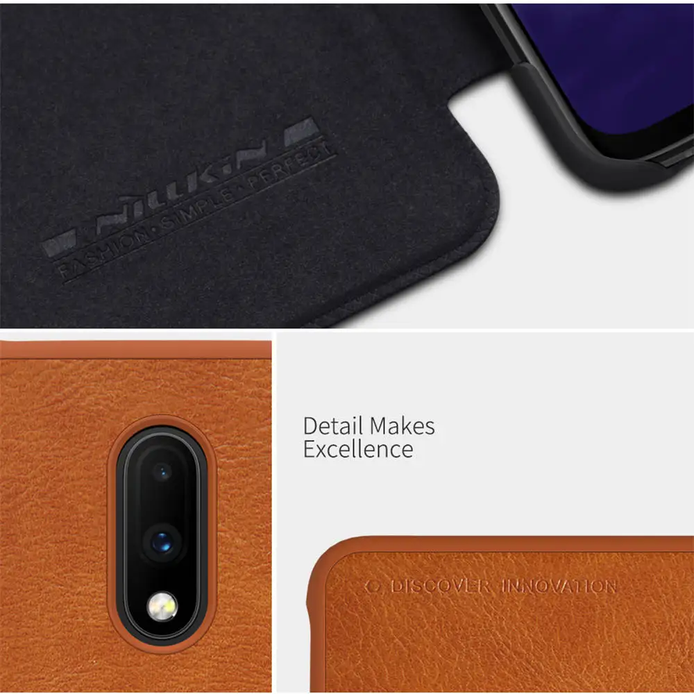 Кожаный флип-чехол Nillkin Qin с карманом для карт, Ультратонкий чехол для OnePlus 7 Pro sony Xperia 10 Plus L3 1 LG G8 ThinQ