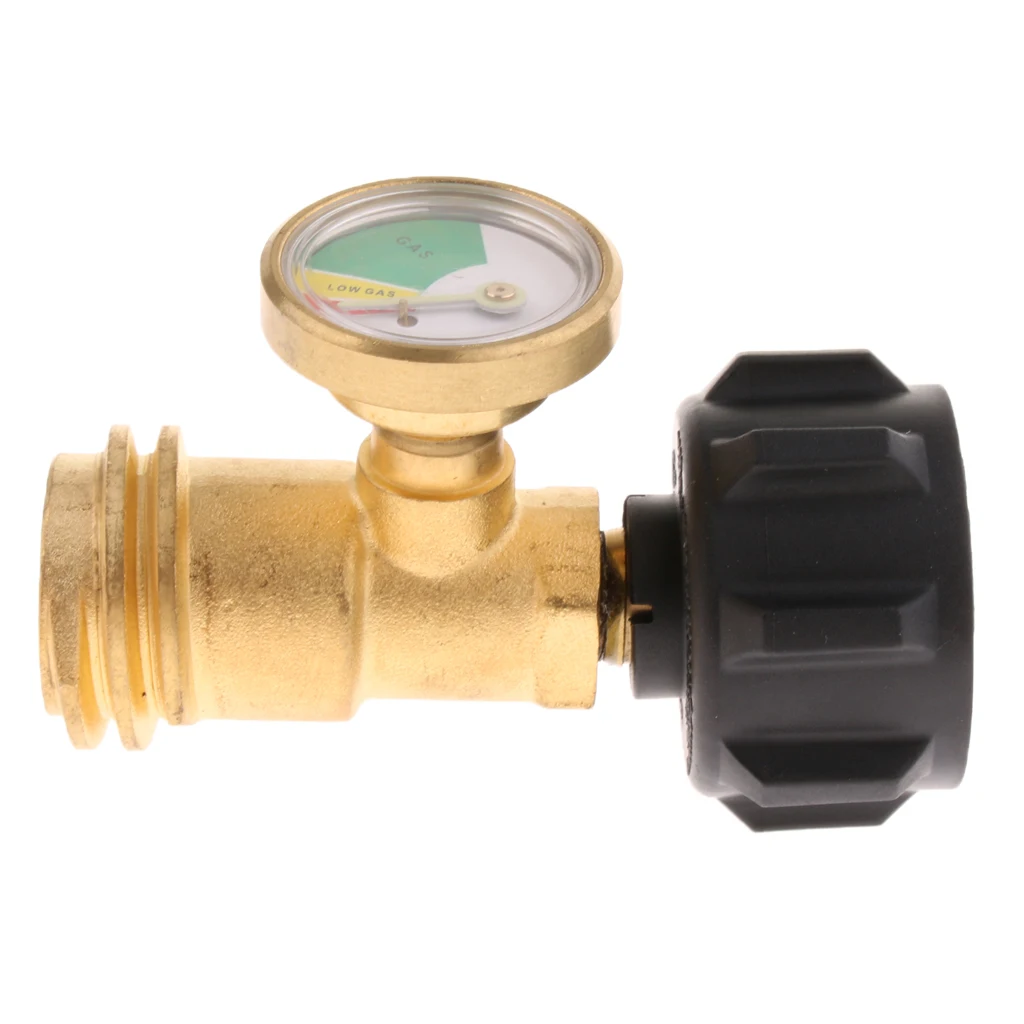 QCC1 Propane Tank Adapter QCC1 Fitting with Gas Gauge for BBQ Grill Outdoor Camping Cooking