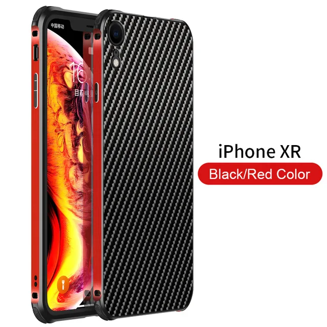 Тонкий чехол для iPhone 11 Pro Max X XS Max XR 7 8 Plus, минималистичный прочный плотно прилегающий чехол из углеродного волокна, Fundas - Цвет: for XR Red