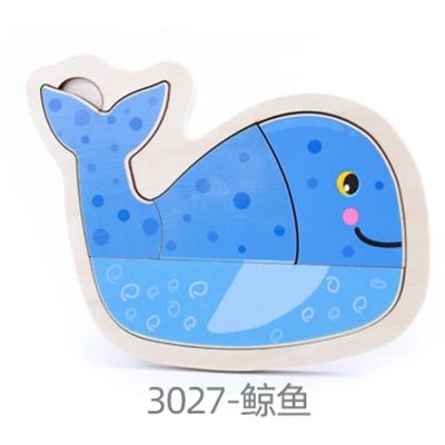 whale Деревянные детские Мультяшные животные движения трехмерные головоломки детские образовательные силы головоломки игрушки нерегулярные - Цвет: whale