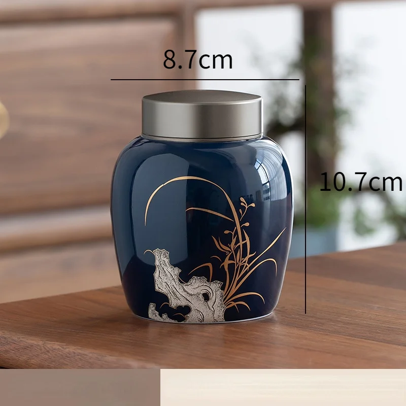 Chinese-style Ceramic Tea Cans for Storage of Tea Sealed Cans for Household Kitchens Creative Portable Alloy Lid Storage tea tin box,tea canister,airtight container