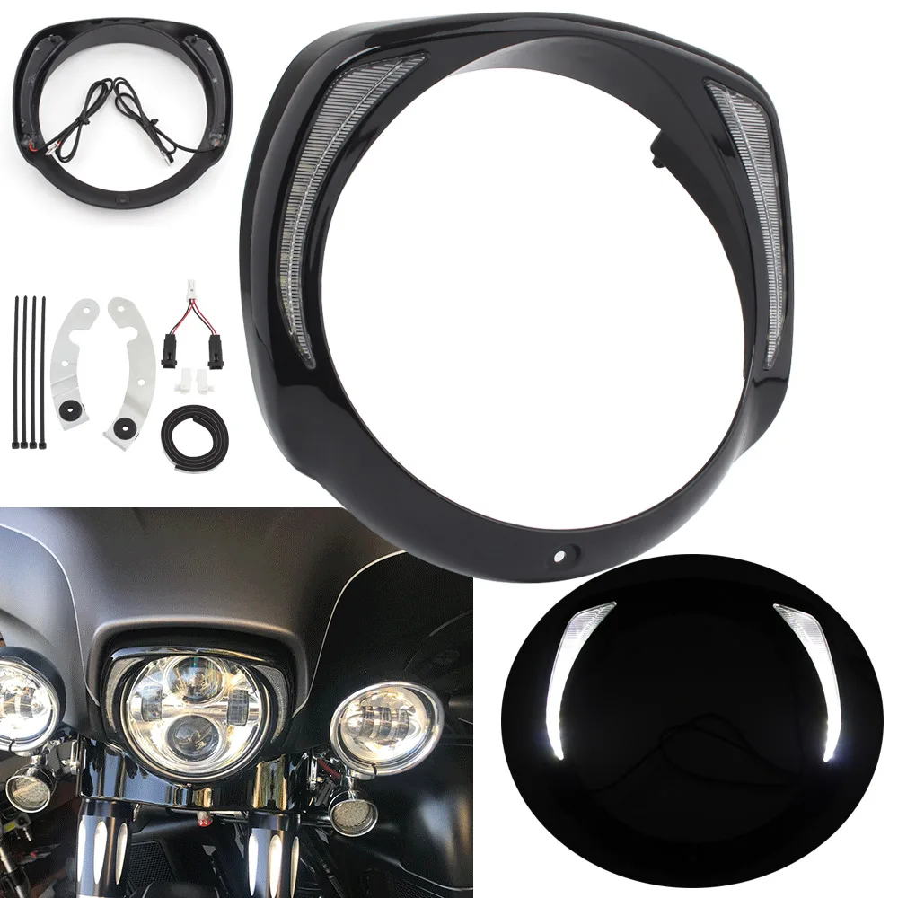 Harley Visor Headlamp Trim Ring 7 In Headlight Trim Ring - Foto 5
