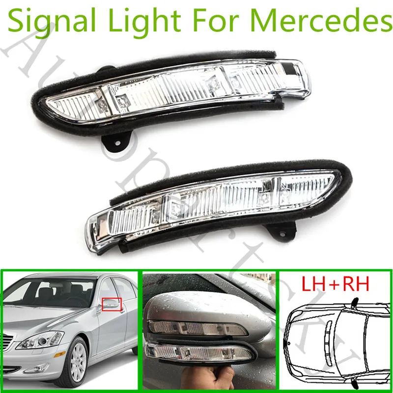 

A Pair Front LH + RH Door Mirror Turn Signal Light For Mercedes Bens W211 W221 W219 2007-2010