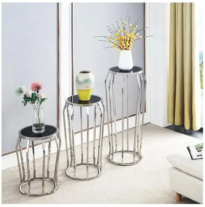 

Contemporary and contracted light luxury stainless steel tea table flower stand indoor balcony metal objects flower stand
