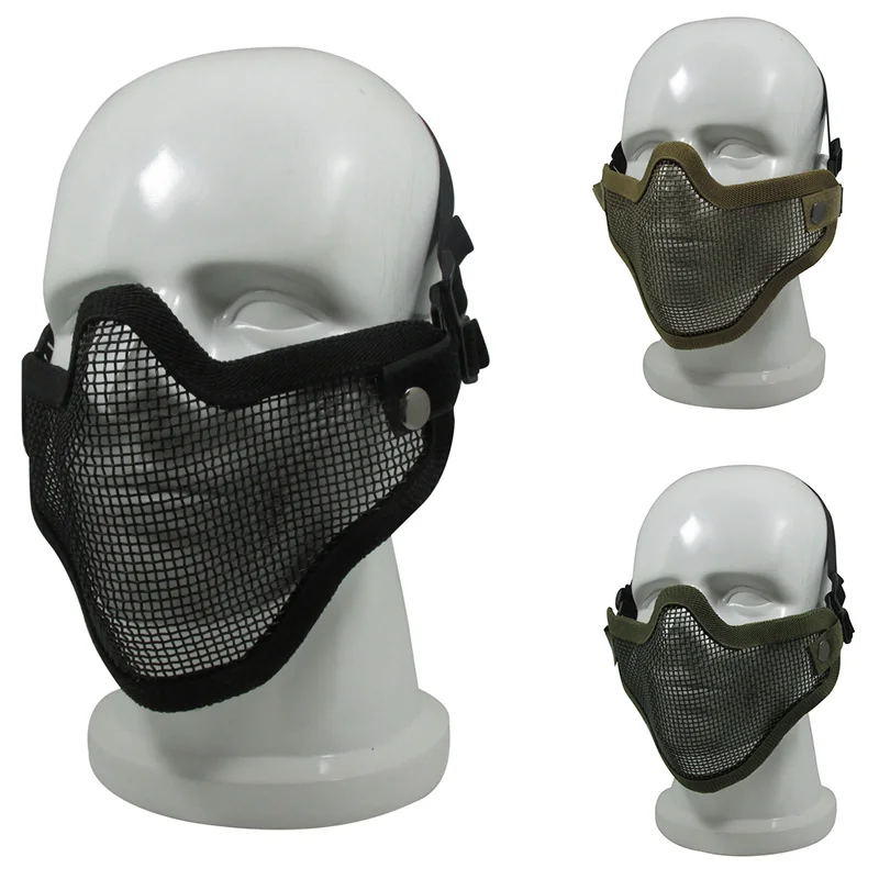 Outdoor Sporting Promotion Steel Metal Mesh Protective Half Face Mask Military CS Field Lightweight