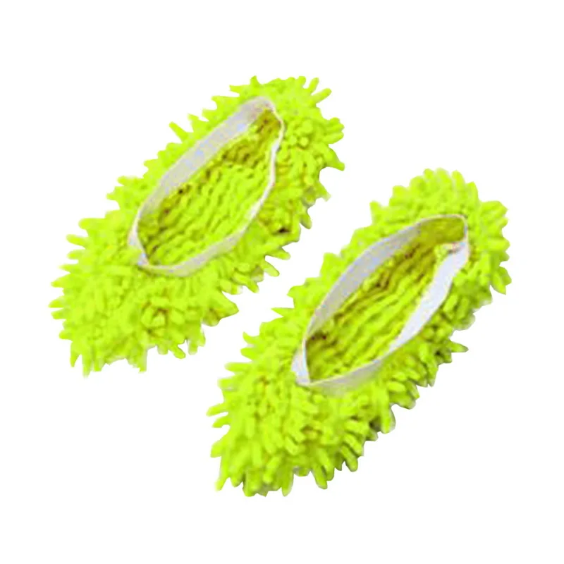 2 шт./компл. ленивый для чистки очиститель Швабра-туфля тапочки из микрофибры, мягкие, удобные для носки Ванная комната пол пыли крышка швабры очистительные инструменты - Цвет: green