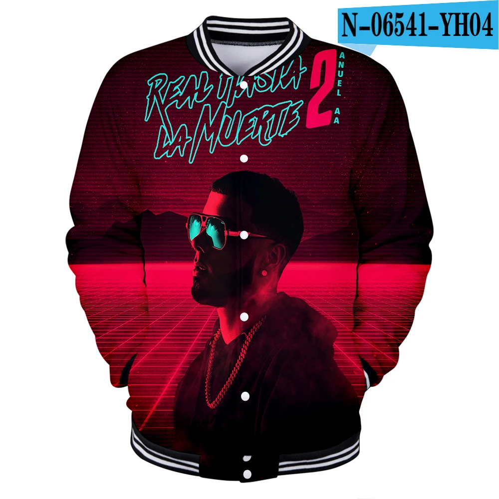 Anuel AA бейсбольные куртки мужские и женские 3d настоящие Hasta La Muerte куртки-бомберы хип-хоп Уличная Униформа пальто Jaqueta Masculino - Цвет: one