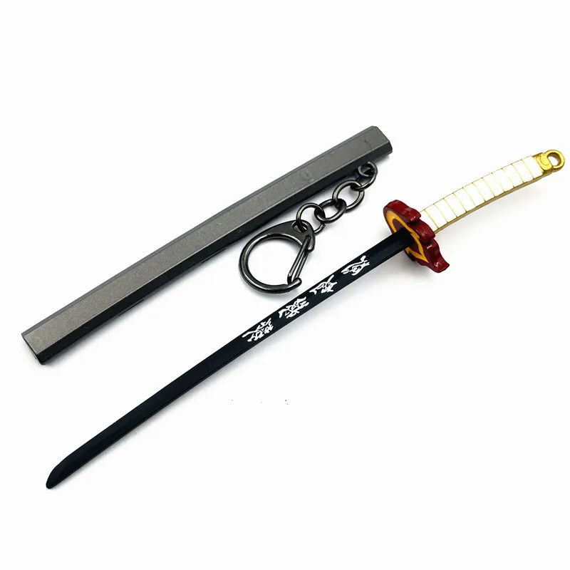 Japanese Anime Demon Slayer Sword Keychain Cosplay Katana Ghost Blade Metal Pendant Keyrings Kamado Tanjirou Weapons llaveros