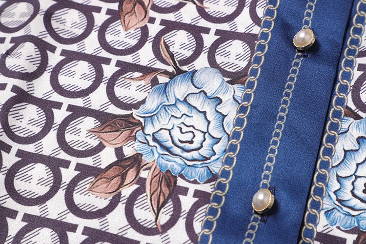 VERDEJULIAY, Весенняя Новинка, романтическая женская блузка, подиум, дизайнерская, Цветочный, смешанный, с буквенным принтом, европейская, офисная, винтажная рубашка для девушек