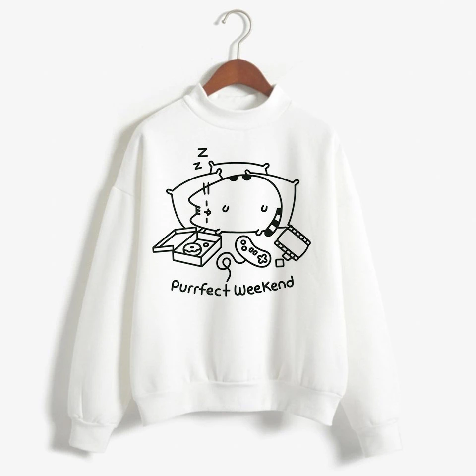 Забавный Pusheen Кот Harajuku Забавный мультфильм толстовки для женщин Ullzang милый корейский стиль осень зима толстовка теплая толстовка женская