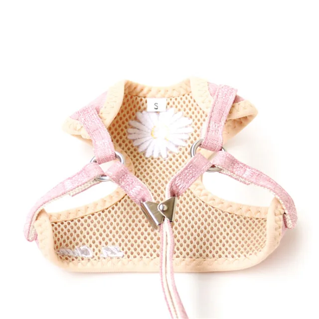 Pet Dog Harness Vest Leash with Snack Bag Adjustable Puppy Cat Harness Leash Set For Small Dogs Chihuahua Daisy Vest 10A 6