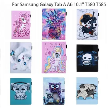 

SM-T585 Tablet Case For Samsung Galaxy Tab A A6 10.1" 2016 SM-T580 T580 T585 T585N Smart Cover Funda Cartoon Cat Shell