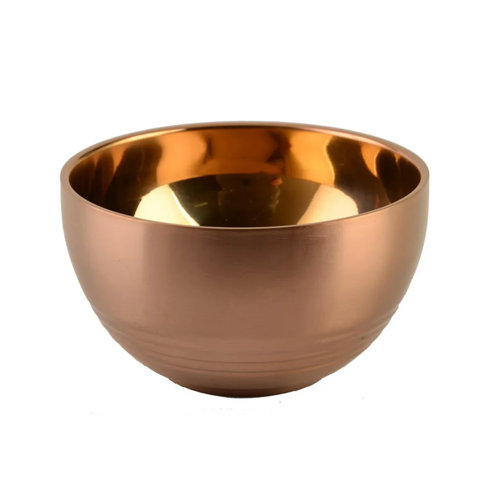 Rose Gold Миска из нержавеющей стали со стенками, теплоизоляционные гладкие миски, Нескользящие двухслойные миски для детей, детские кухонные столовые приборы, 1 шт - Цвет: Rose Gold