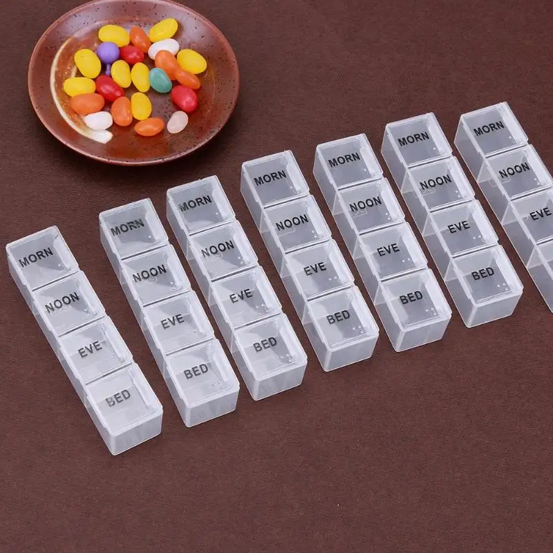 28 Grids Pills Storage Box Tablet Case Stationery Holder Organizer(Clear