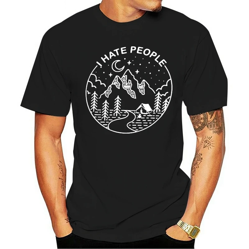 

2020 Leisure Fashion 100% Cotton O-neck T-shirt Custom Printed Men I Hate People Camp Women