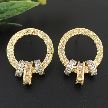 

Lanyika Jewelry Distinctive Geometry circle Earrings Full Micro inlay Micro Plated Banquet Popular Best Gift