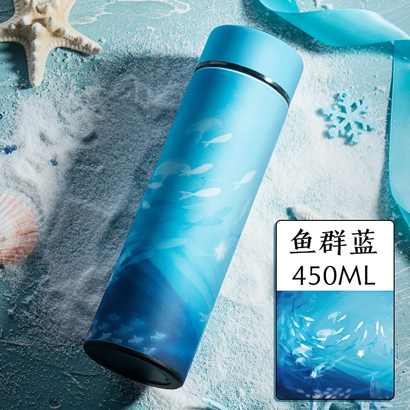 

Temperature Display Heat Preservation Cup Cute Portable and Simple Stainless Steel Insulated Cup Thermoses with Tea Strainer