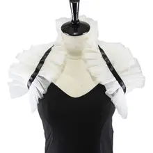 Белый широкий оборками обод поддельный съемный воротник ожерелье чокер с черным ремешком