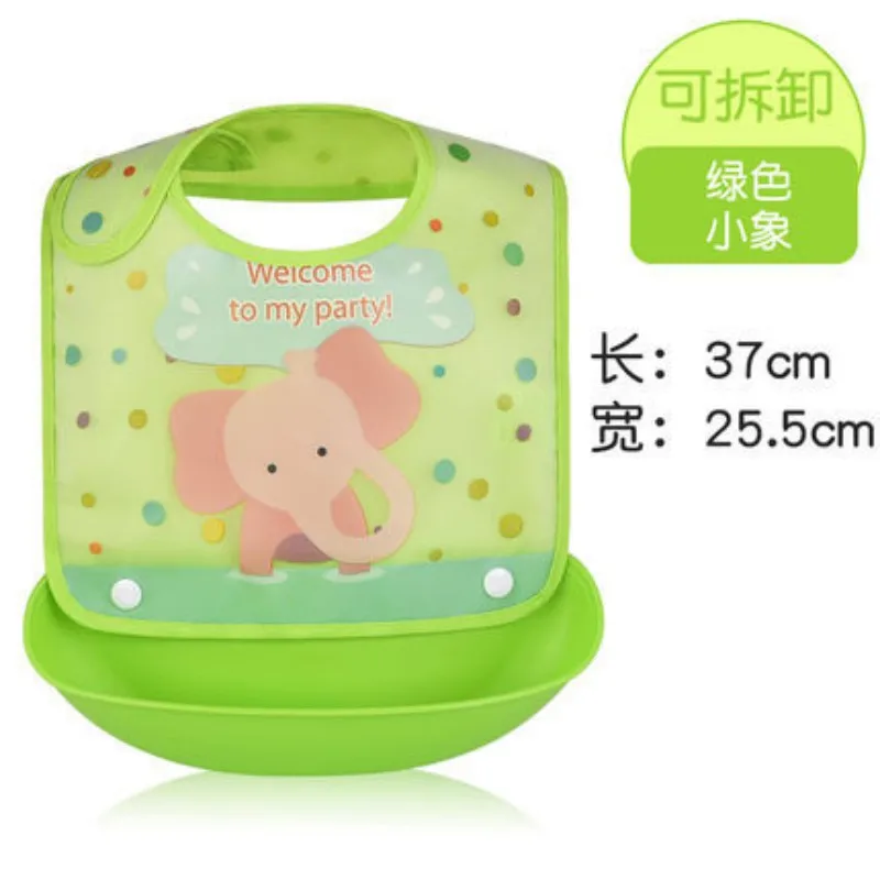 Security Cartoon Print Baby Bibs Boys Girls Bib Waterproof Soft Silicone Kids Burp Cloth Children Bib Feeding Bib with Pocket baby essential 