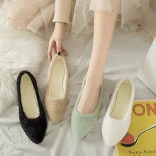 Новинка года; модная обувь на плоской подошве с острым носком; женская замшевая обувь; обувь без застежки на мягкой подошве; обувь на меху; сезон осень-зима