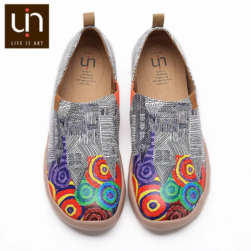 UIN/брендовая повседневная обувь на плоской подошве; женские/мужские лоферы из микрофибры; обувь с художественным рисунком; сезон осень-весна; модные легкие кроссовки - Цвет: Colorful Firework